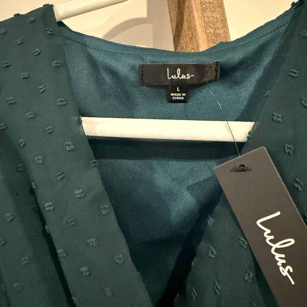 Lulu's Dark Green High Low Wrap Dress - Picture 5 of 9
